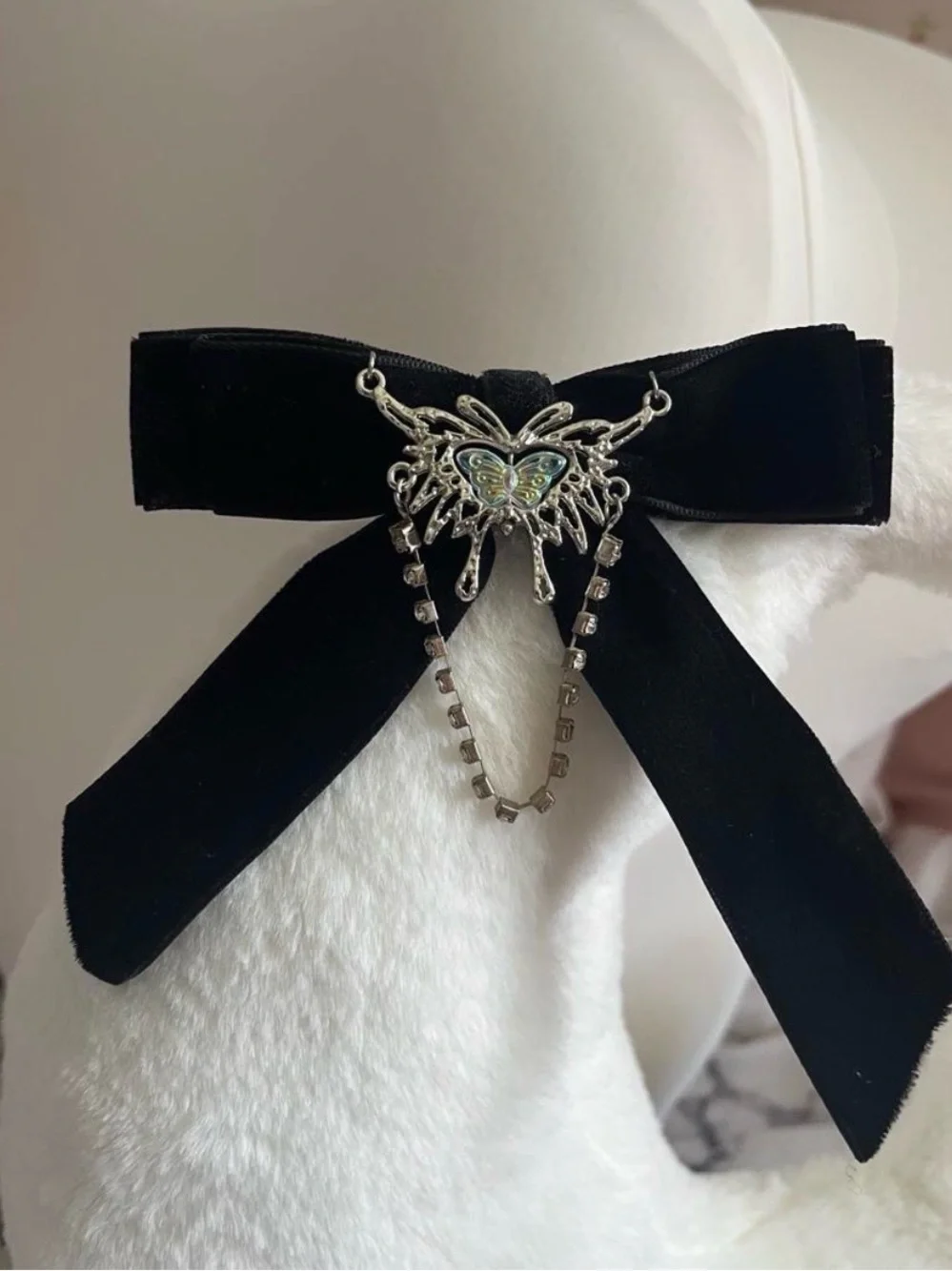 Black Velvet Butterfly Bow Hair Clip